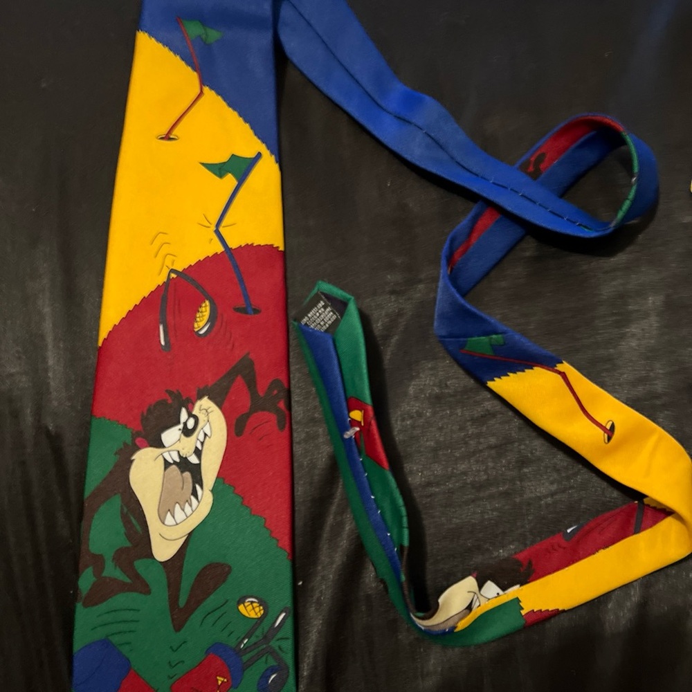 Colorful Cartoon Character Necktie Balancine hot cakes taz tie 1997 golfing